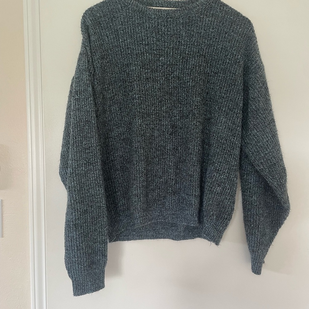 Cozy Vintage Heathered Blue Crewneck Sweater